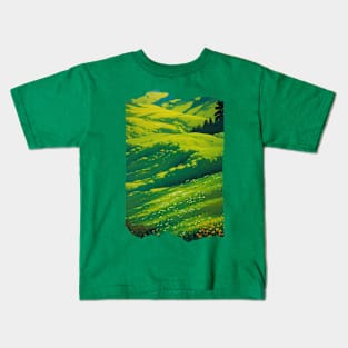 Anime Style Meadow Background Kids T-Shirt